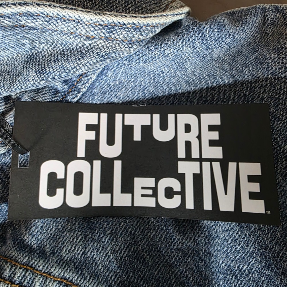 Future Collective Denim Midi Shirtdress Medium Wash Blue Button Front Size 18 NW - Picture 3 of 7